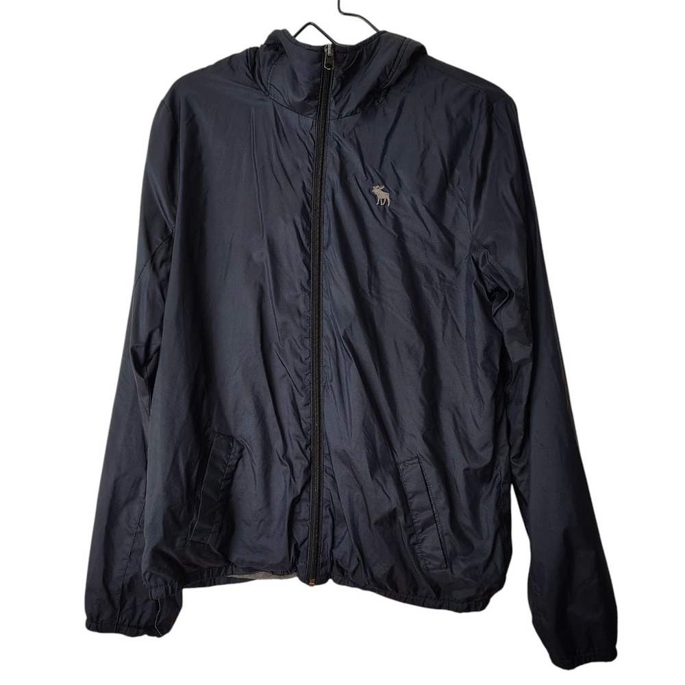 Abercrombie & Fitch Navy‎ Blue Lined Windbreaker Youth L 14-16  Raincoat
